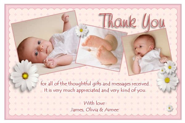 Personalised Christening thank you cards / personalised baptism thank you cards