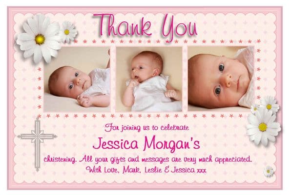 Personalised Christening thank you cards / personalised baptism thank you cards