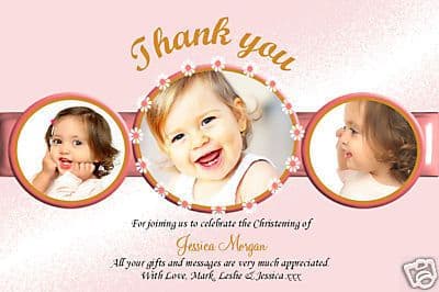 Personalised Christening thank you cards / personalised baptism thank you cards