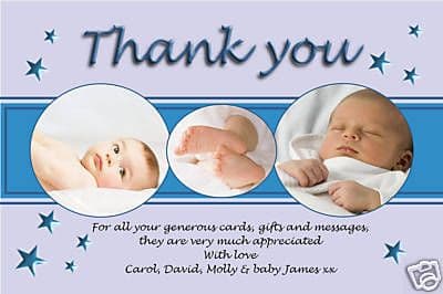 Personalised Christening thank you cards / personalised baptism thank you cards