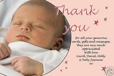 Personalised Christening thank you cards / personalised baptism thank you cards