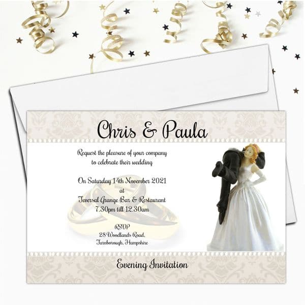 10 Personalised Wedding Bride Holding Groom Invitations N1