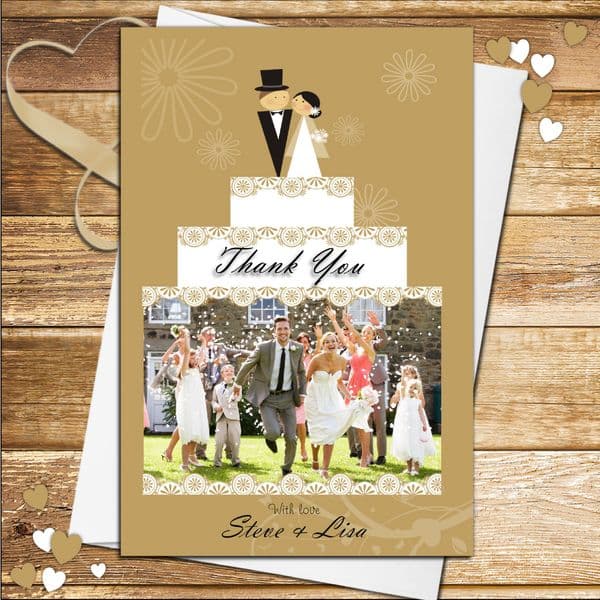 10 Personalised Wedding Cake Thank you PHOTO cards N179