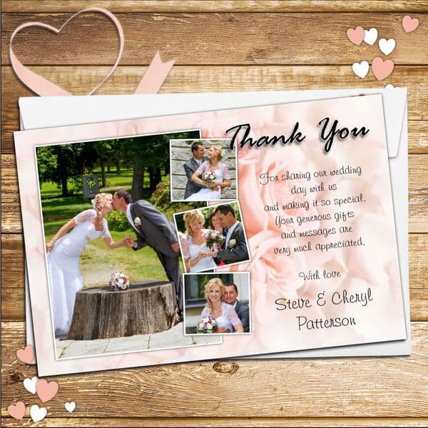 10 Personalised Wedding Day Thank you Photo cards N149