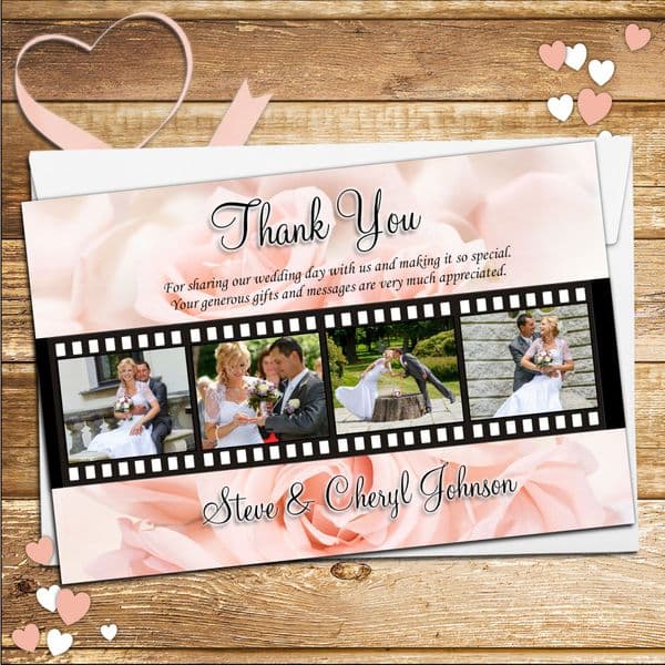 10 Personalised Wedding Day Thank you Photo cards N152