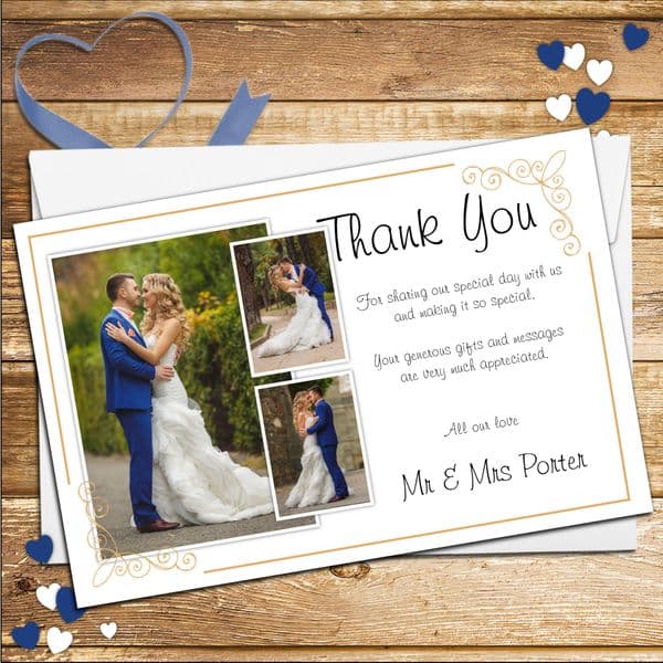 10 Personalised Wedding Day Thank you PHOTO cards N184