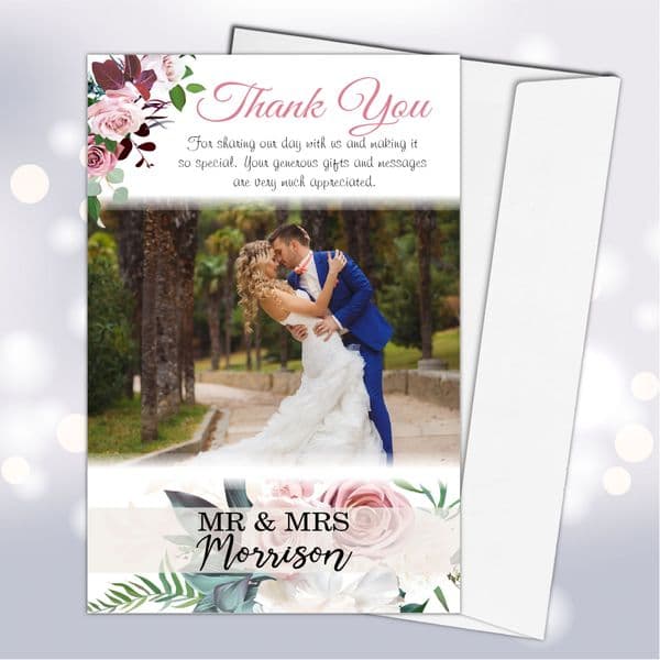 10 Personalised Wedding Day Thank you Photo cards N246