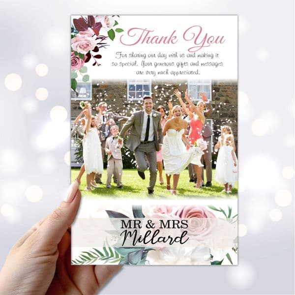 10 Personalised Wedding Day Thank you Photo cards N246