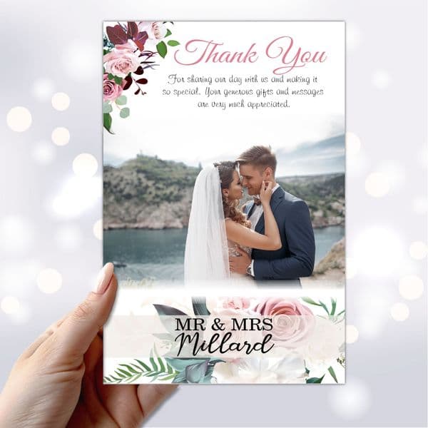 10 Personalised Wedding Day Thank you Photo cards N246