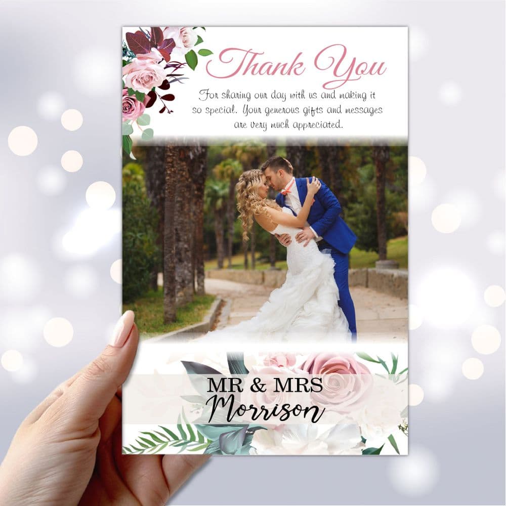 10 Personalised Wedding Day Thank you Photo cards N246