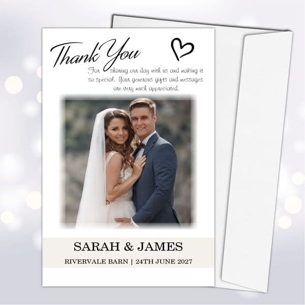 10 Personalised Wedding Day Thank you Photo cards N247