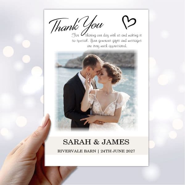 10 Personalised Wedding Day Thank you Photo cards N247
