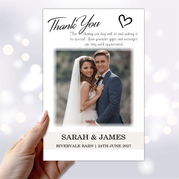 10 Personalised Wedding Day Thank you Photo cards N247