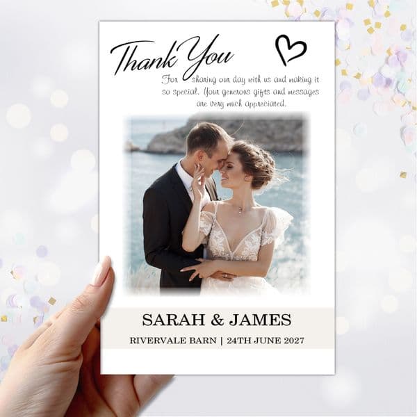10 Personalised Wedding Day Thank you Photo cards N247