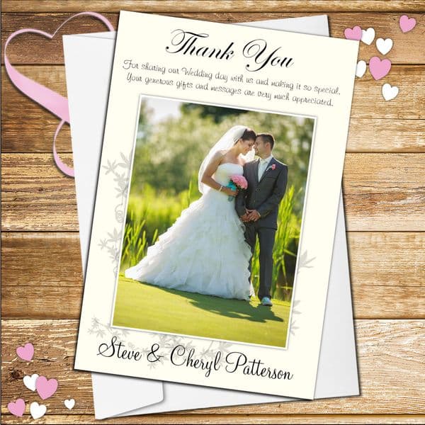 10 Personalised Wedding Day Thank you Photo Cards N46