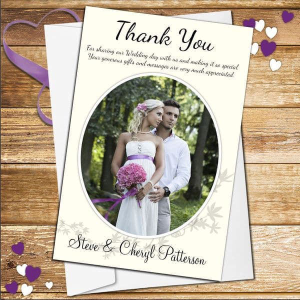 10 Personalised Wedding Day Thank you Photo Cards N47