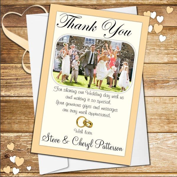 10 Personalised Wedding Day Thank you Photo cards N48