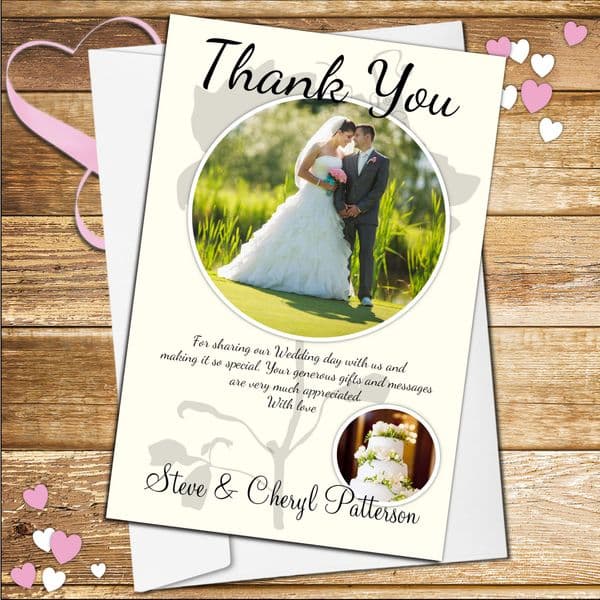 10 Personalised Wedding Day Thank you Photo cards N49