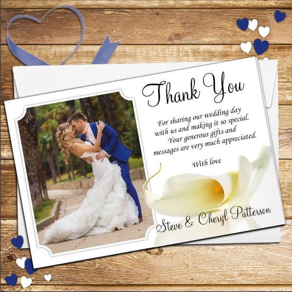 10 Personalised Wedding Day Thank you Photo cards N77