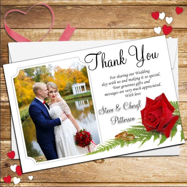 10 Personalised Wedding Day Thank you Photo cards N78