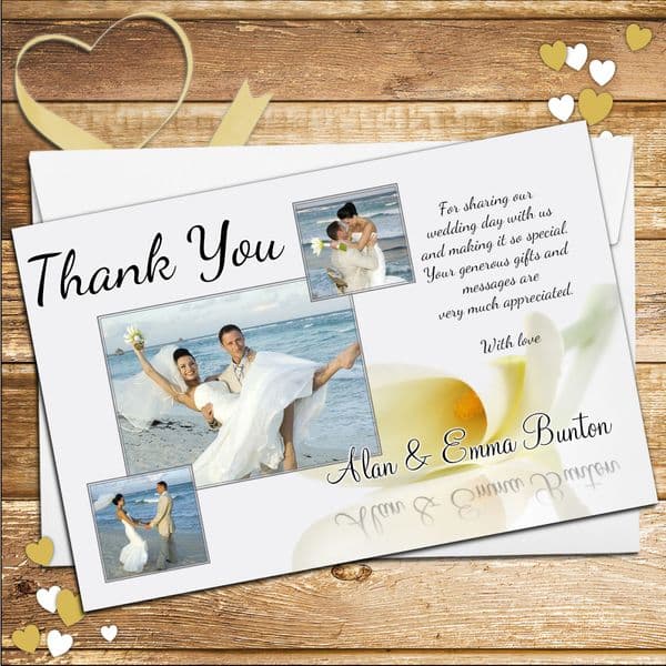 10 Personalised Wedding Day Thank you Photo cards N79