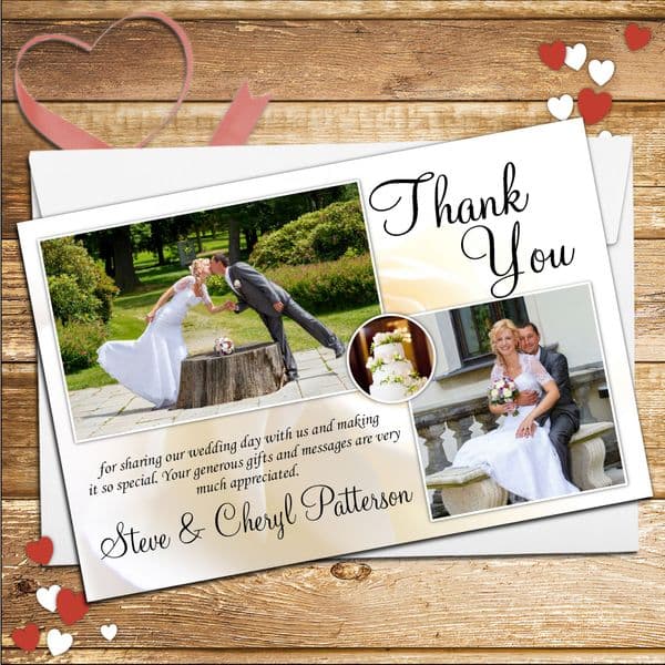 10 Personalised Wedding Day Thank you Photo cards N93