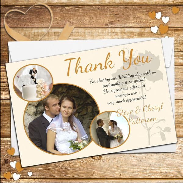 10 Personalised Wedding Day Thank you Photo cards No38