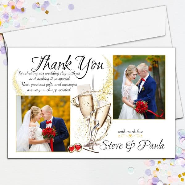 10 Personalised Wedding Day Thank You Photo Post Cards N3