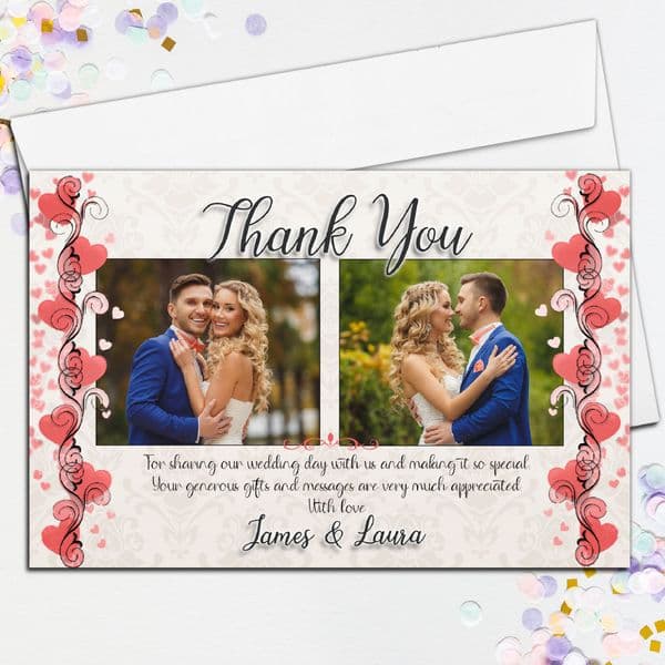 10 Personalised Wedding Day Thank You Photo Post Cards N4