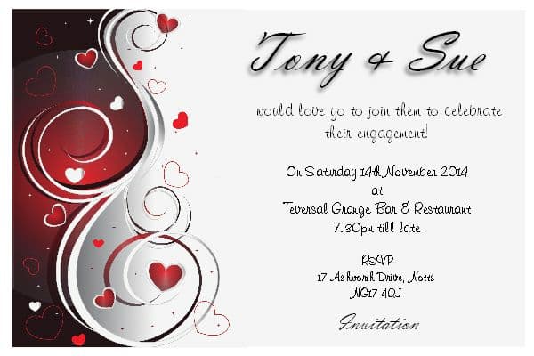 10 Personalised Wedding Engagement Party Invitations N3
