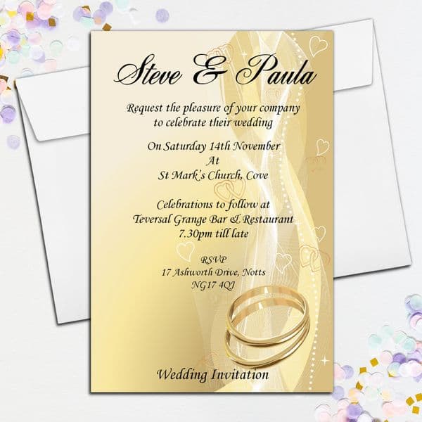 10 Personalised Wedding Invitations Day/Evening N22