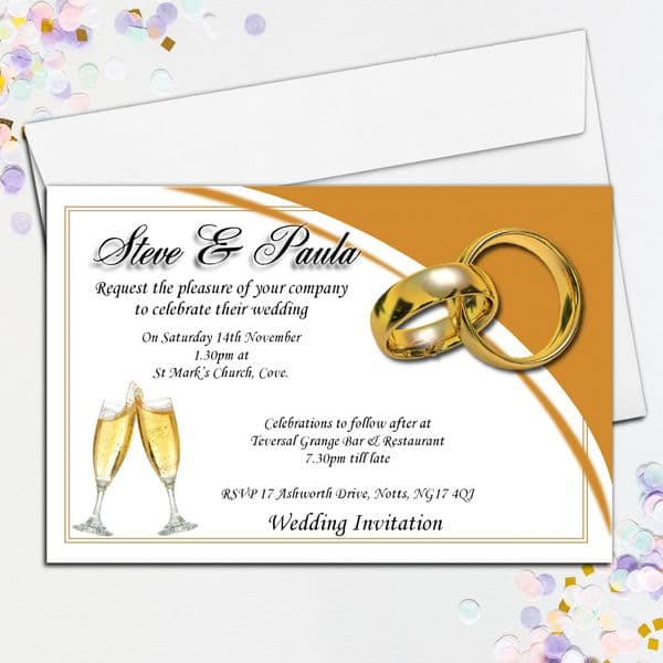 10 Personalised Wedding Invitations Day/Evening N23
