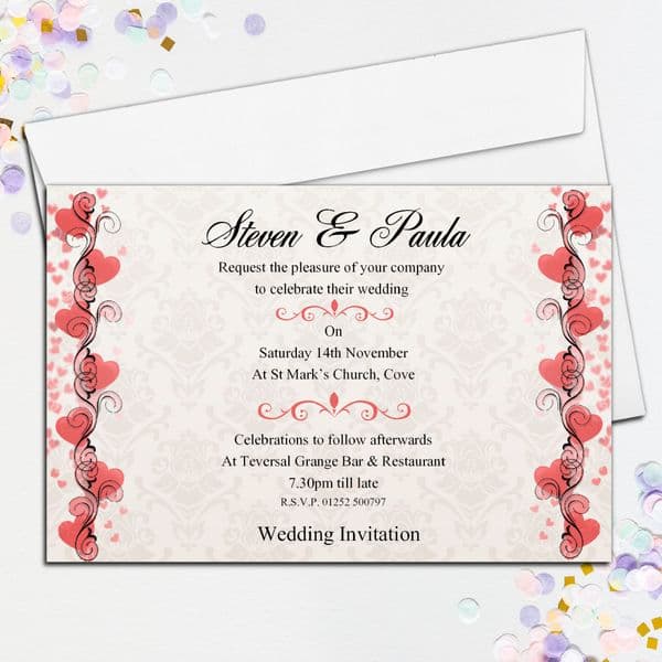 10 Personalised Wedding Invitations Day/Evening N28