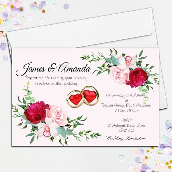 10 Personalised Wedding Invitations Day/Evening N34