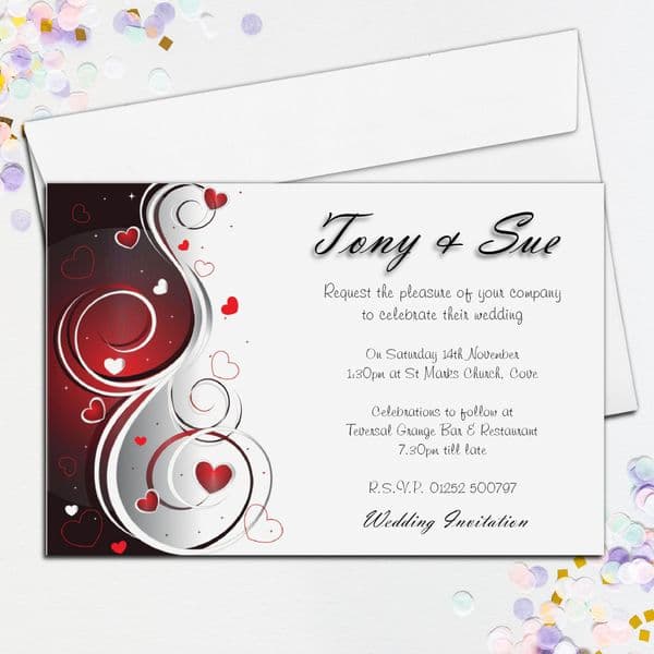 10 Personalised Wedding Invitations Day / Evening N42