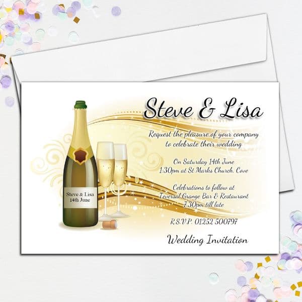 10 Personalised Wedding Invitations ~ Day / Evening N45