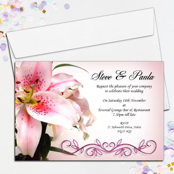 10 Personalised Wedding Invitations Day or Evening N10