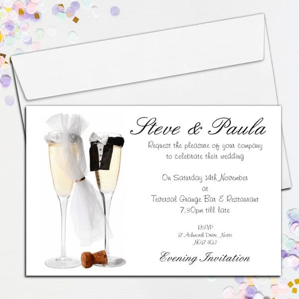 10 Personalised Wedding Invitations Day or Evening N14