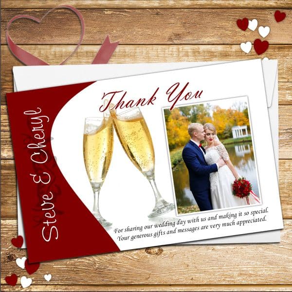 10 Personalised Wedding Thank you Photo Cards N146