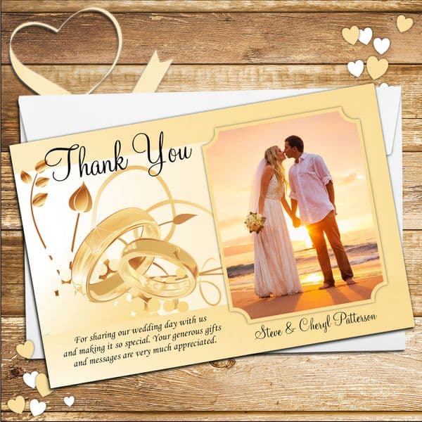 10 Personalised Wedding Thank you PHOTO cards N156