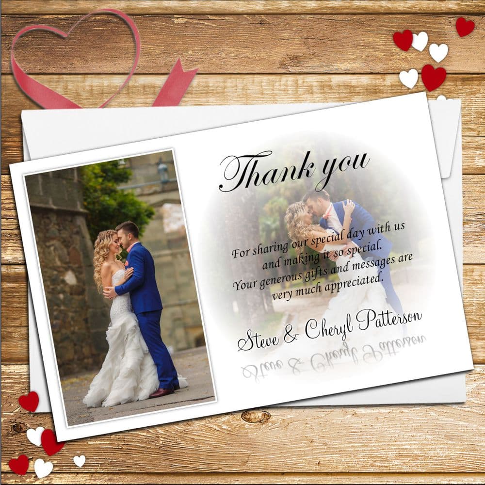 10 Personalised Wedding Thank you PHOTO Cards N170