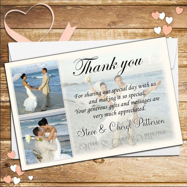 10 Personalised Wedding Thank you Photo cards N35