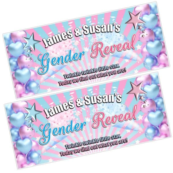 2 Personalised Gender Reveal Baby Shower Party Banners N57