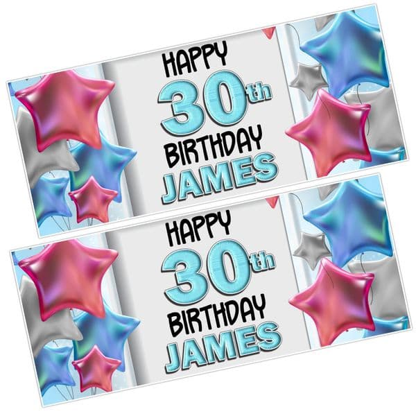 2 Personalised Happy Birthday Party Banners N51