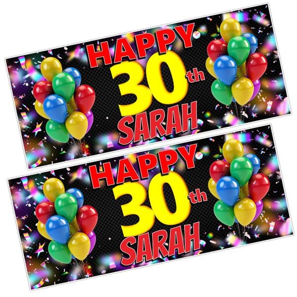 2 Personalised Happy Birthday Party Banners N84