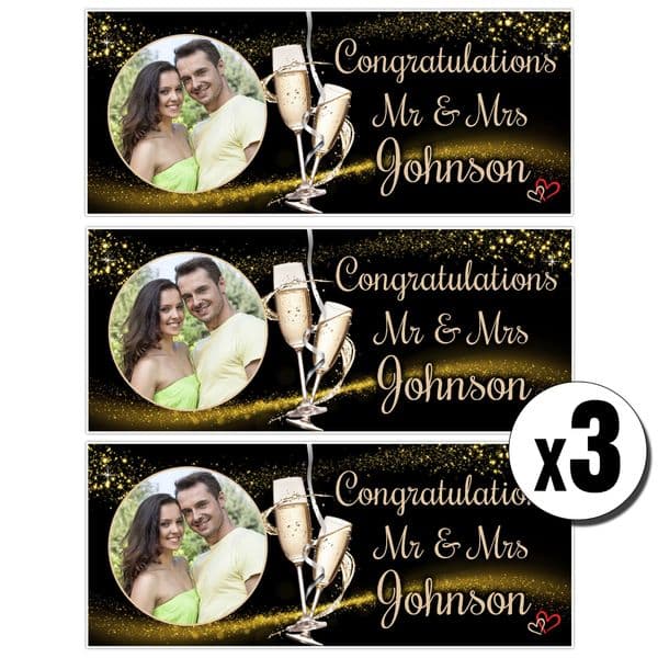 3 x Personalised Congratulations Photo Party Poster Banners ~ N44 Wedding Anniversary Engagement
