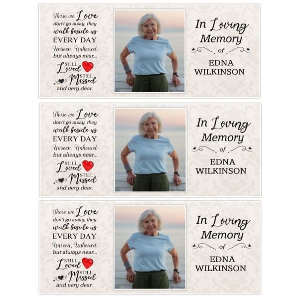 3 x Personalised In Loving Memory Funeral Memorial Photo Poster Banners ~ N46