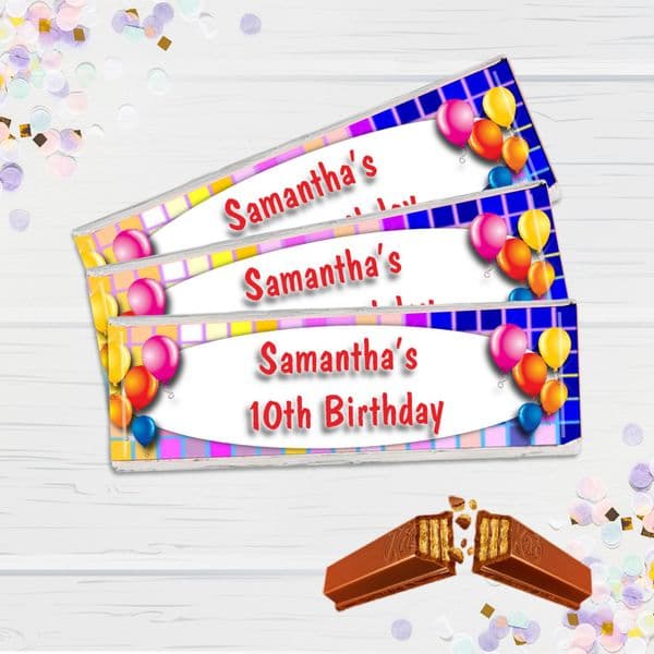 6 x Personalised 2 Finger KitKat Chocolate Favours - Disco Fever N6