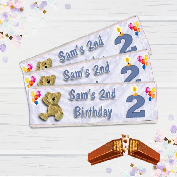 6 x Personalised 2 Finger KitKat Chocolate Favours - Happy Birthday N4