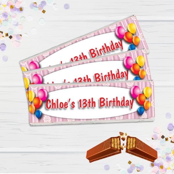 6 x Personalised 2 Finger KitKat Chocolate Favours - Happy Birthday N7